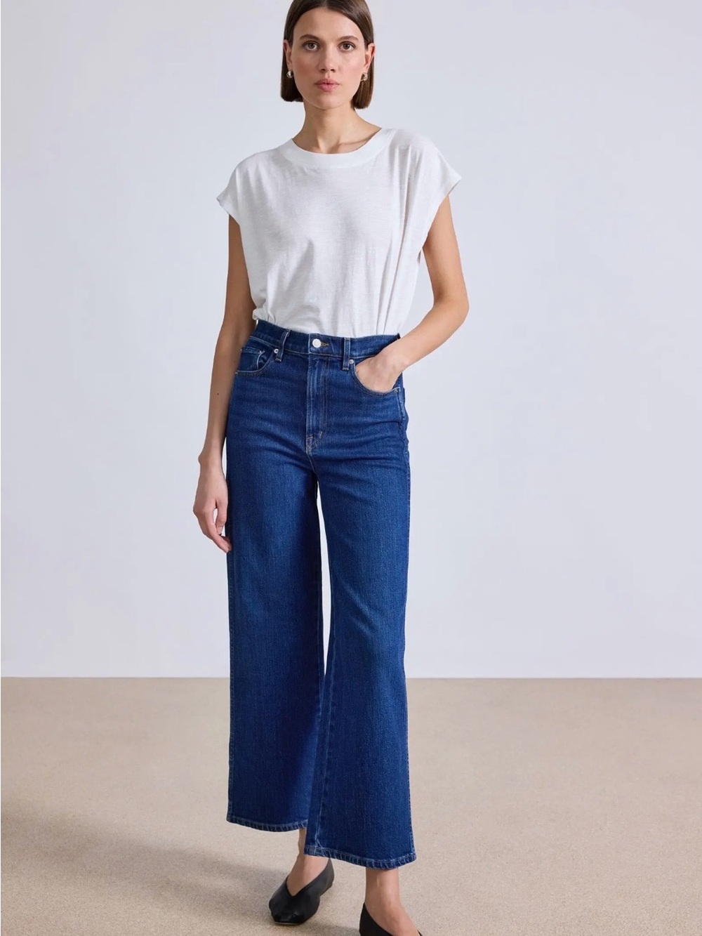 Apiece Apart Dark Blue Wide-Leg High-Rise Jeans